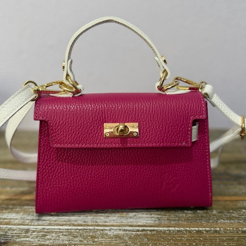 RS Sorrentino‎ Pink Pebbled Leather Mini Bag Made in Italy Coquette Chic Womens